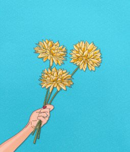 flowers, bouquet, nature, background, love, romance, drawing, artwork, digital art
